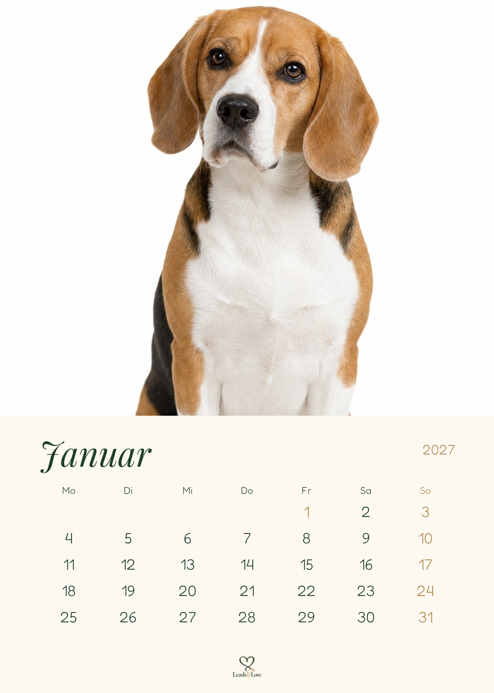 Wandkalender 2027 „Dein Hund“ – Innenansicht