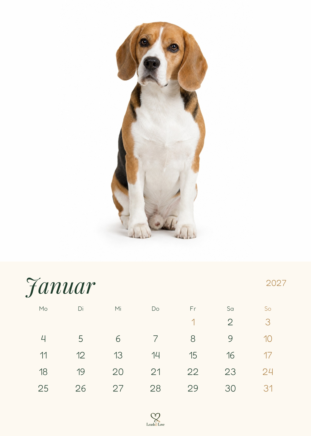 Wandkalender 2027 „Dein Hund“ – Innenansicht